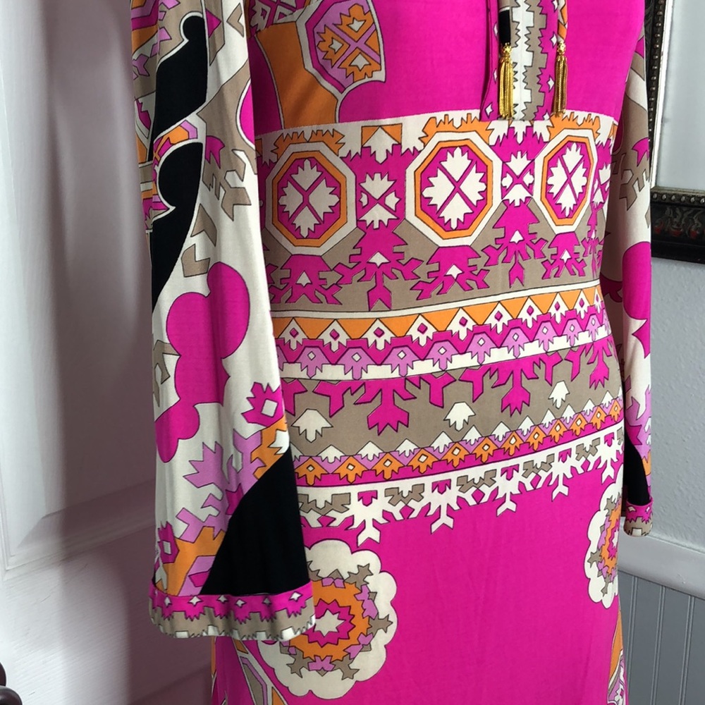 Vintage Leonard Paris silk floral abstract maxi dress - Picture 4 of 16